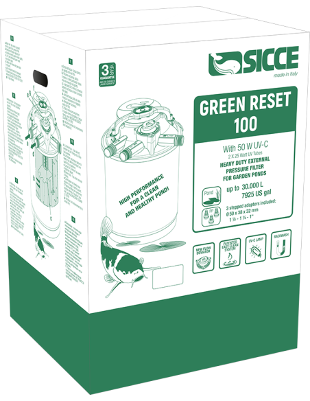Kit Filtro a Pressione SICCE GREEN RESET 100 L + EKO POWER 12000 con UVC 2x25 watt - nuovo deviatore